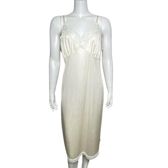 Vintage Liza Lawrence Nylon Lace Trim Full Slip Womens Size 22 Ivory Made in USA - Picture 2 of 7